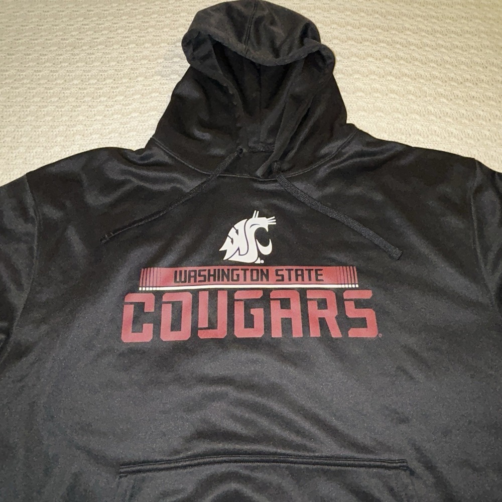 WSU Cougars Russell Black Hoodie Mens XL Super Soft Heavy - Picture 2 of 6